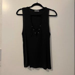 Black sleeveless v neck summer tank top
